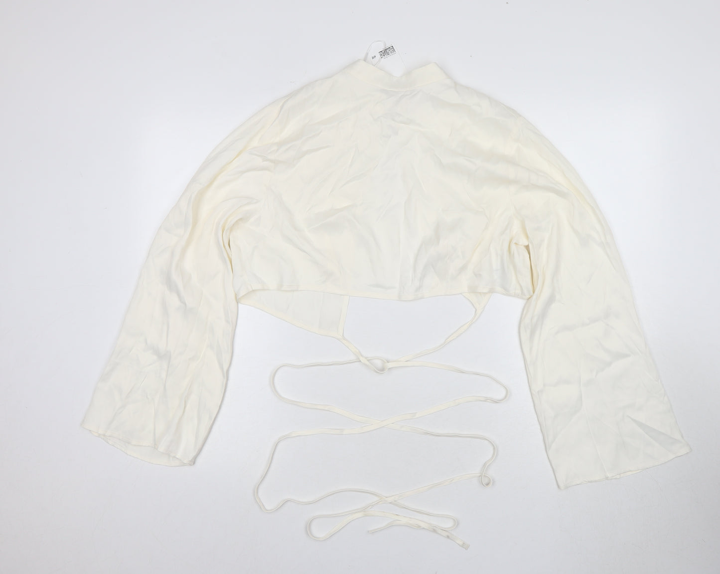 H&M Women's Ivory Cropped Top, Size L, Viscose