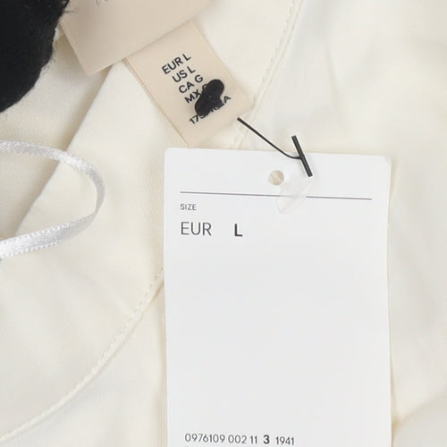 H&M Women's Ivory Cropped Top, Size L, Viscose