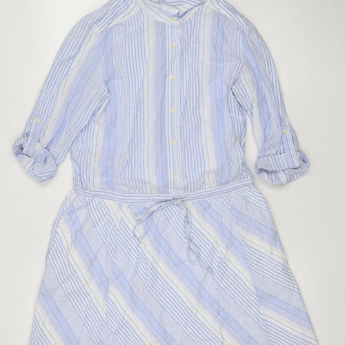 Gap Women's Blue Striped Shirt Dress S