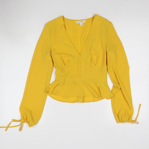 Miss Selfridge Women's Yellow Cropped Blouse Size 8