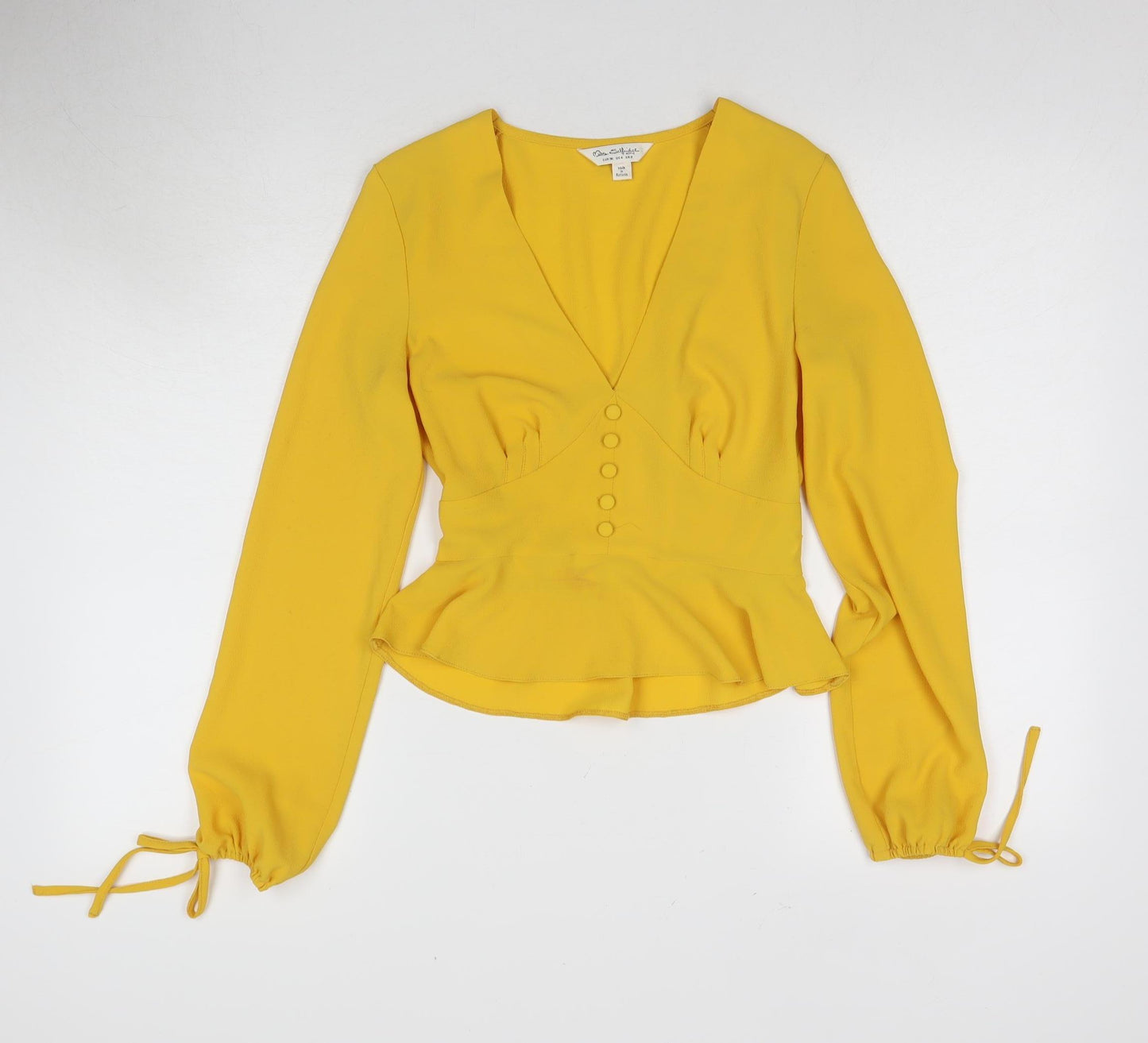 Miss Selfridge Women's Yellow Cropped Blouse Size 8