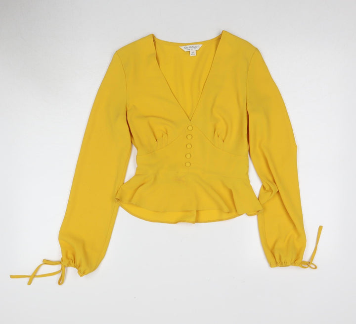 Miss Selfridge Women's Yellow Cropped Blouse Size 8