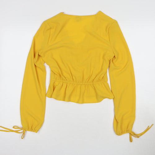Miss Selfridge Women's Yellow Cropped Blouse Size 8