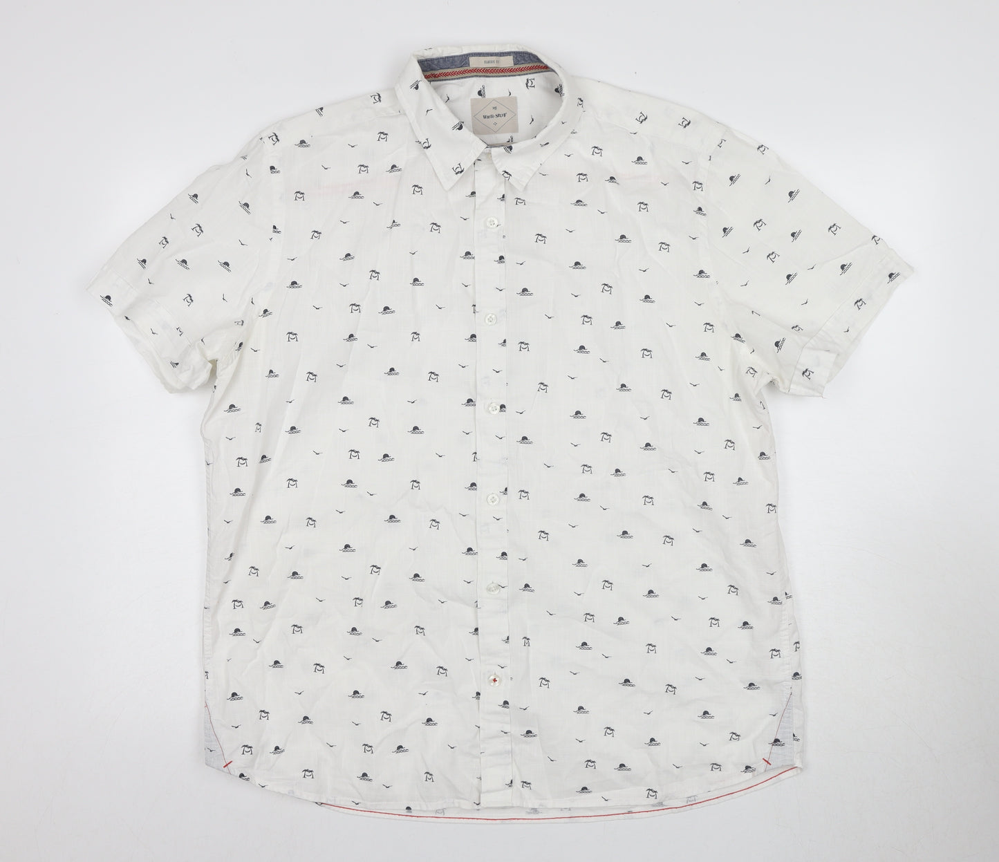 White Stuff Men's XL White Nautical Shirt