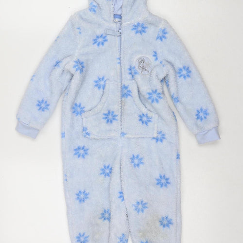 Marks and Spencer Girls Frozen Onesie Blue 2-3 Yrs Hooded