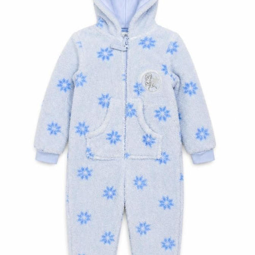 Marks and Spencer Girls Frozen Onesie Blue 2-3 Yrs Hooded