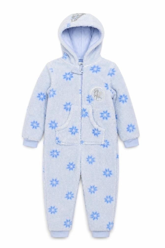 Marks and Spencer Girls Frozen Onesie Blue 2-3 Yrs Hooded