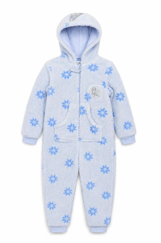 Marks and Spencer Girls Frozen Onesie Blue 2-3 Yrs Hooded