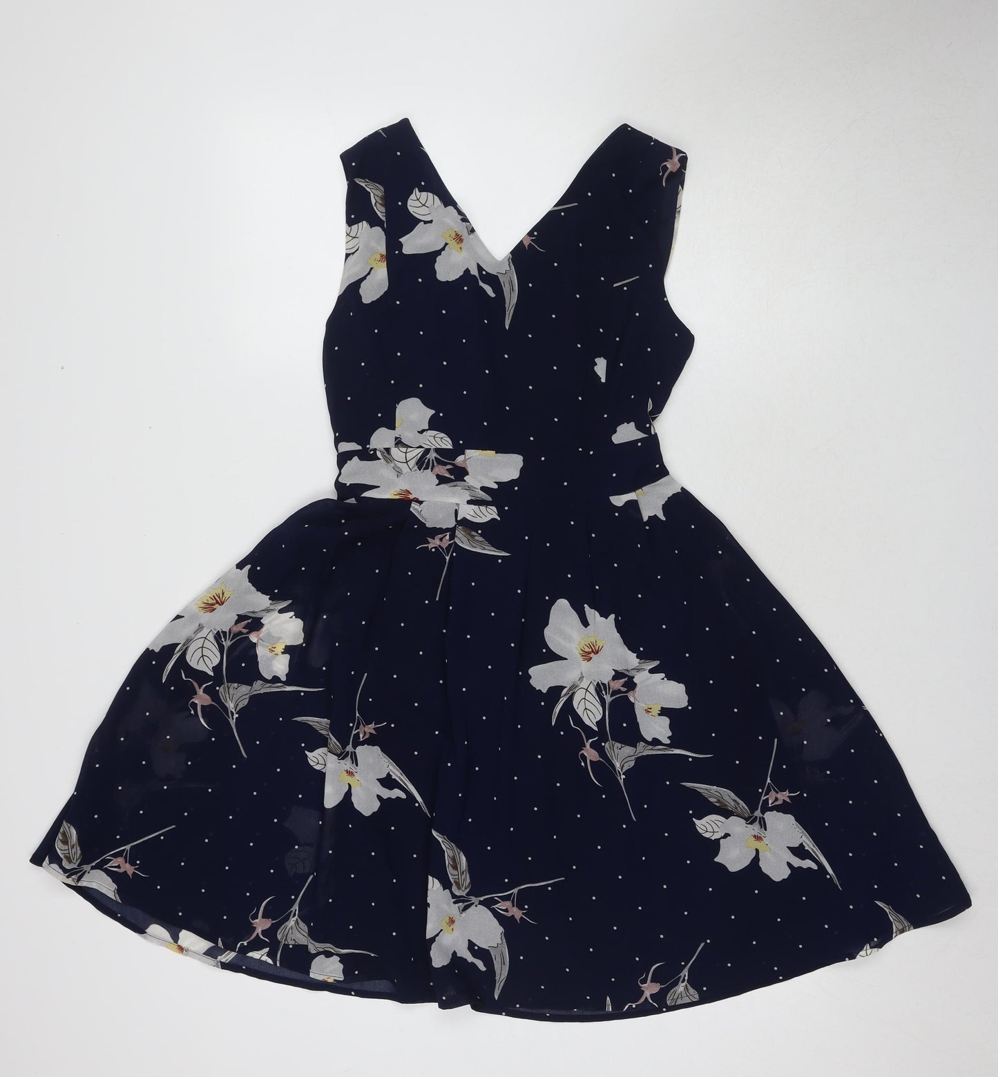 Yumi Women's Blue Floral A-Line Dress Size 8