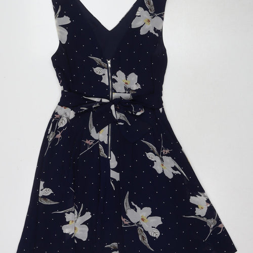 Yumi Women's Blue Floral A-Line Dress Size 8