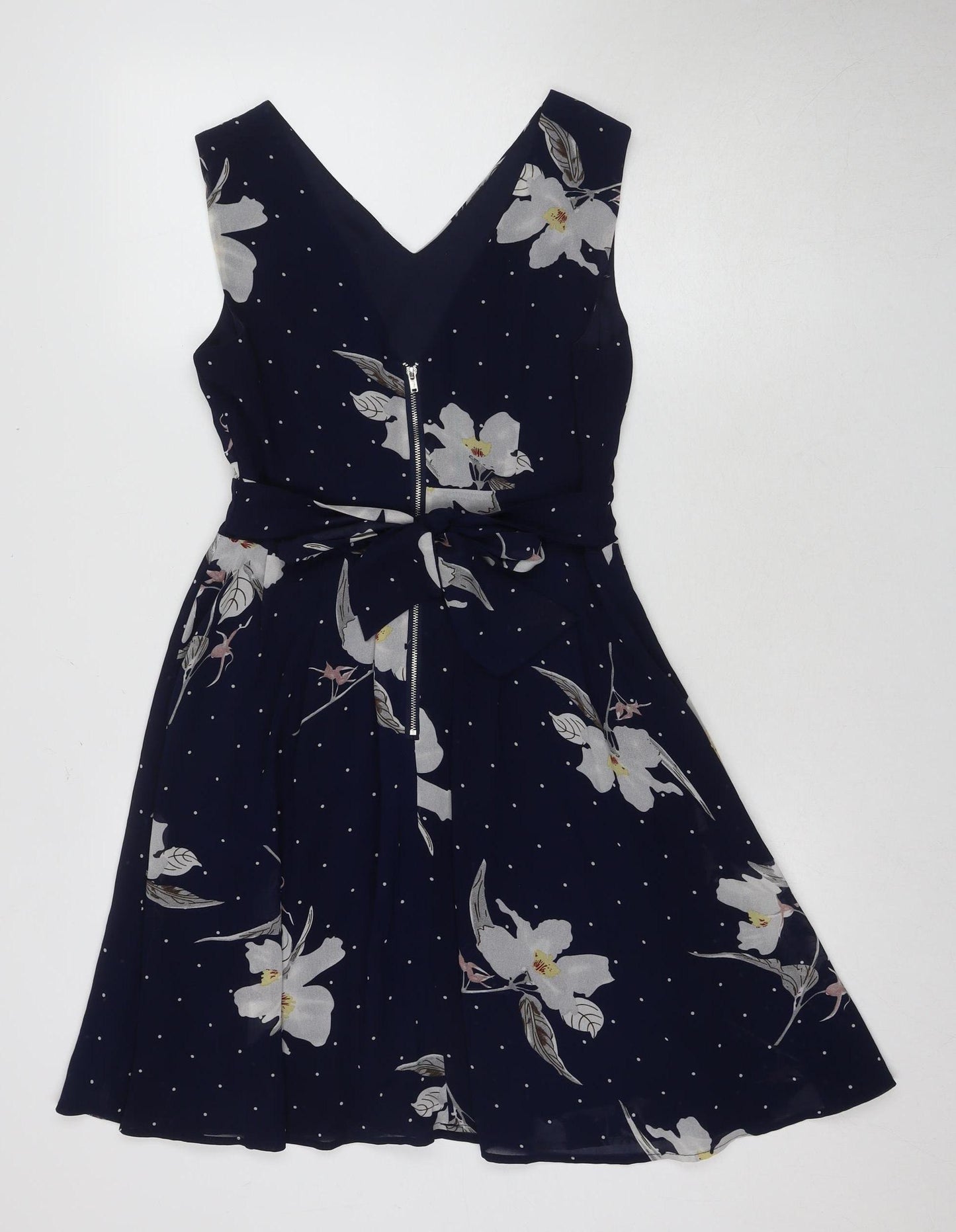 Yumi Women's Blue Floral A-Line Dress Size 8