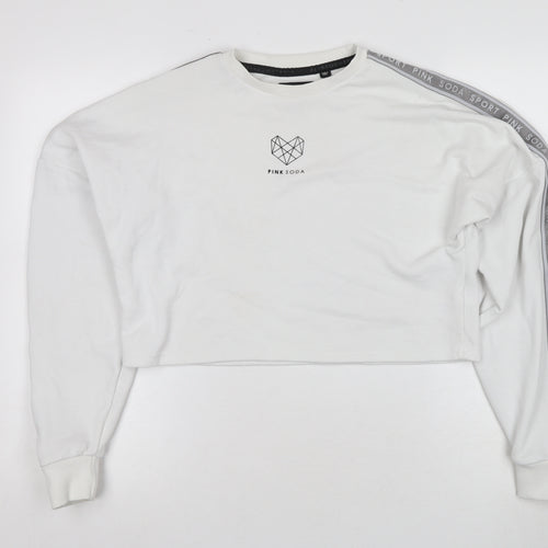 Pink Soda Sport Women's White Pullover Sweatshirt Size 8