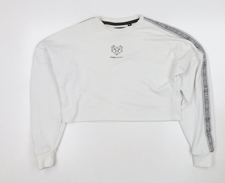 Pink Soda Sport Women's White Pullover Sweatshirt Size 8