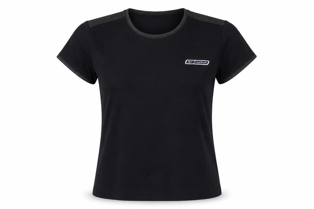Front view of Reebok Women's Black Cotton T-Shirt, size 12