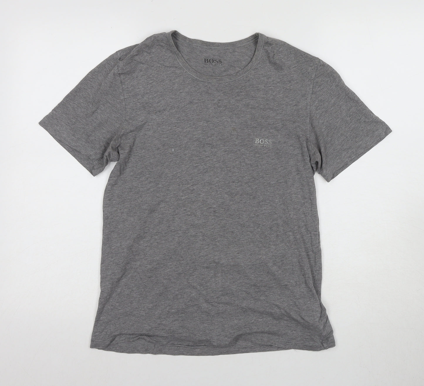 BOSS Men's Grey Cotton T-Shirt, Size S, Short Sleeve