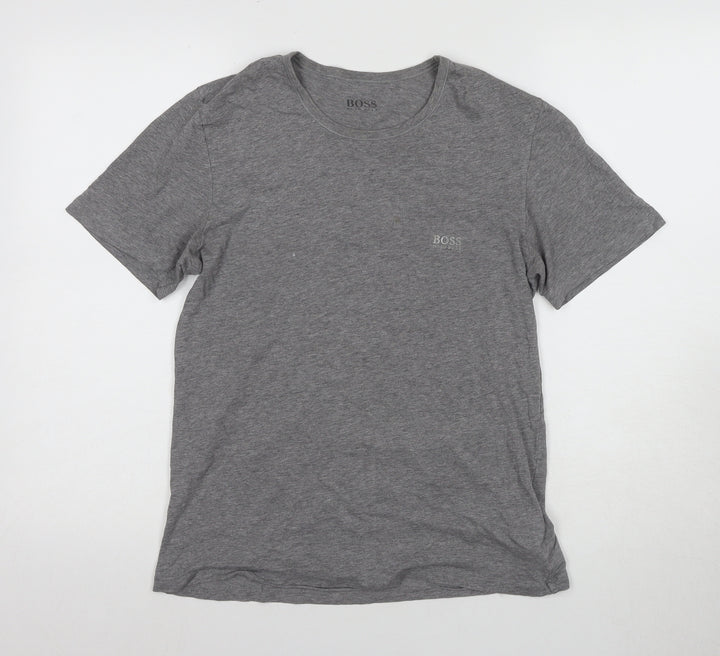 BOSS Men's Grey Cotton T-Shirt, Size S, Short Sleeve