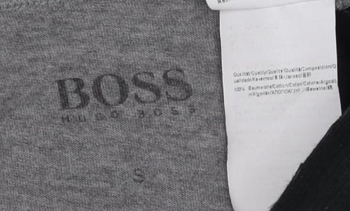BOSS Men's Grey Cotton T-Shirt, Size S, Short Sleeve