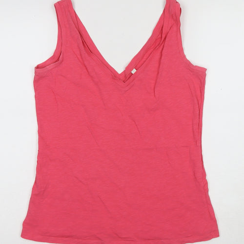 Boden Women's Pink Sleeveless V-Neck Cotton Tank
