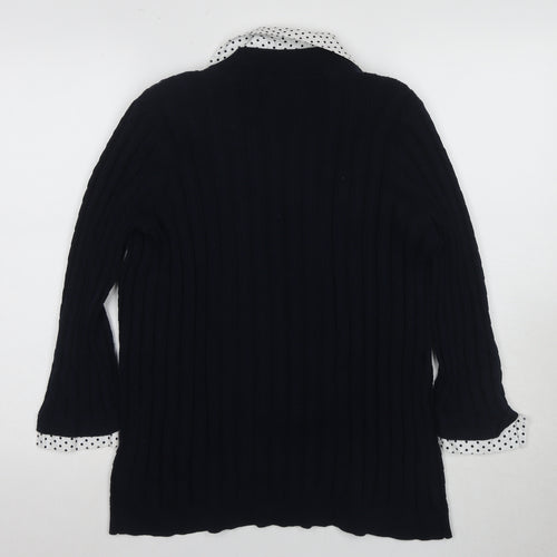 Maine Women's Black Cardigan Size 18 Long Sleeve Polka Dot