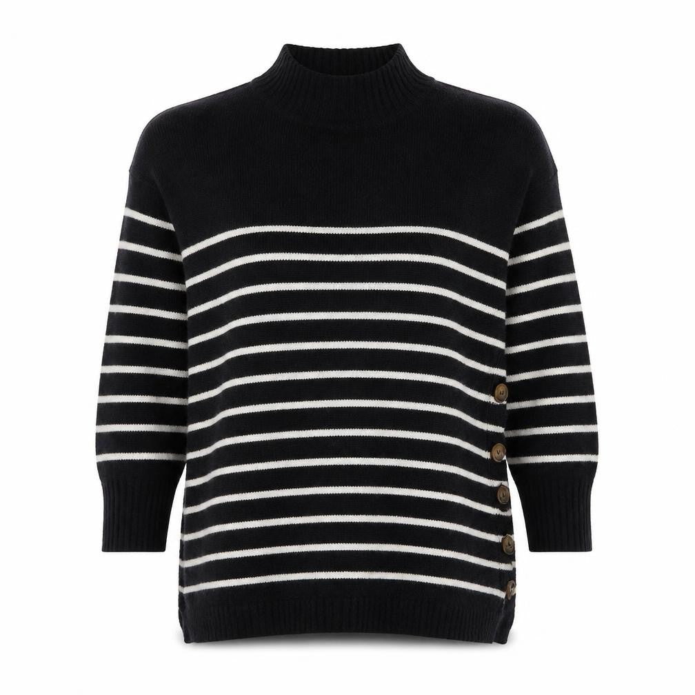 Front view of JoJo Maman Bébé Women's Black High Neck jumper
