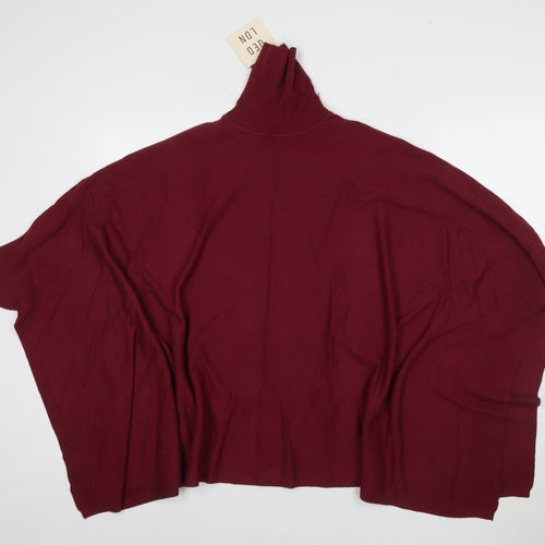 QED London Women's Red Roll Neck Jumper Tunic One Size