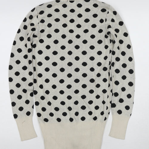 Sugar Reef Women's Ivory Polka Dot Cardigan Size 10