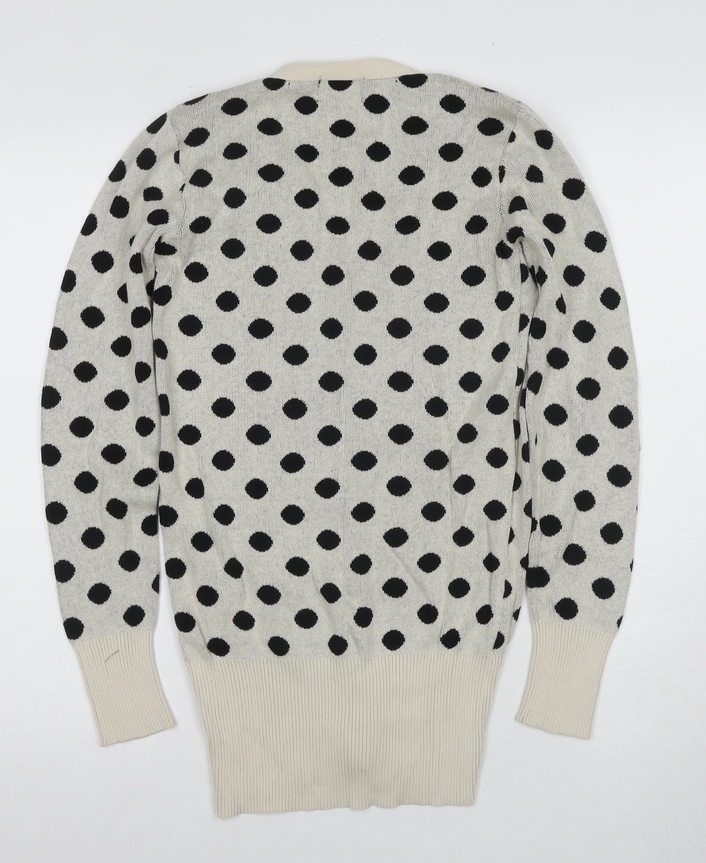 Sugar Reef Women's Ivory Polka Dot Cardigan Size 10
