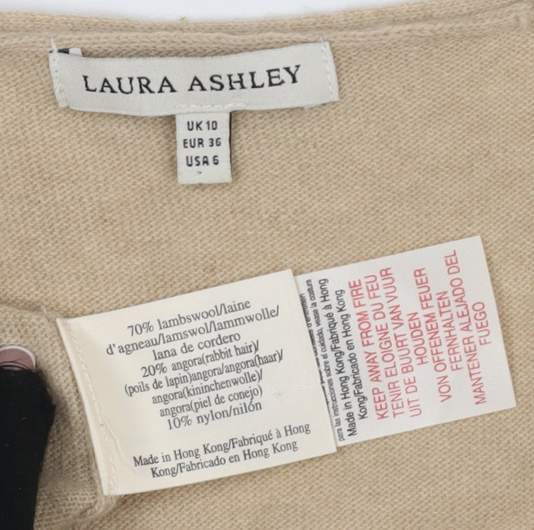 Laura Ashley Women's Beige Cardigan - Size 10