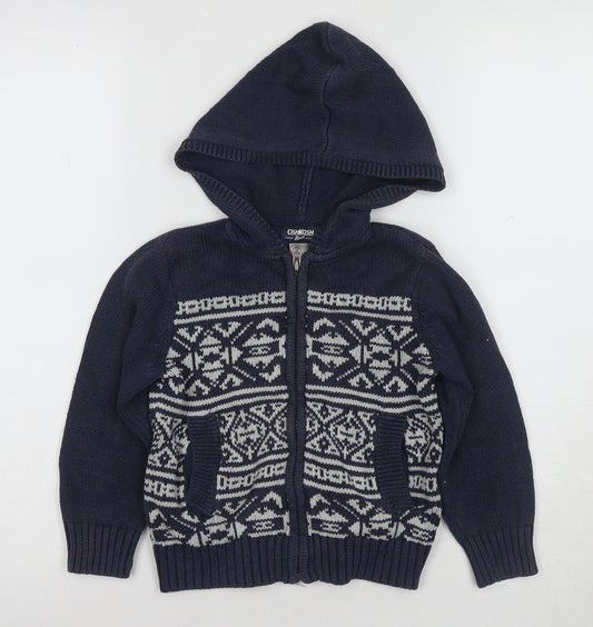 OshKosh Boys Blue Full Zip Knitted Jumper - 4 Years