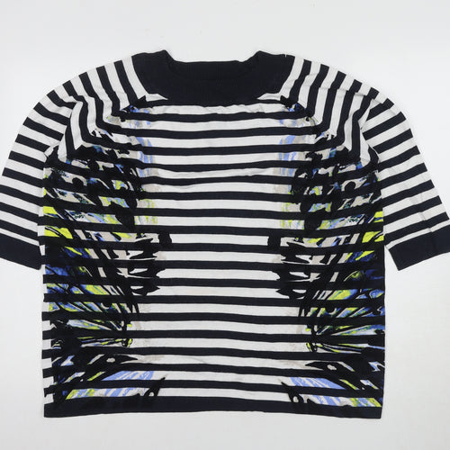 Beth Jordan Women's Black Striped Crew Top Size 18