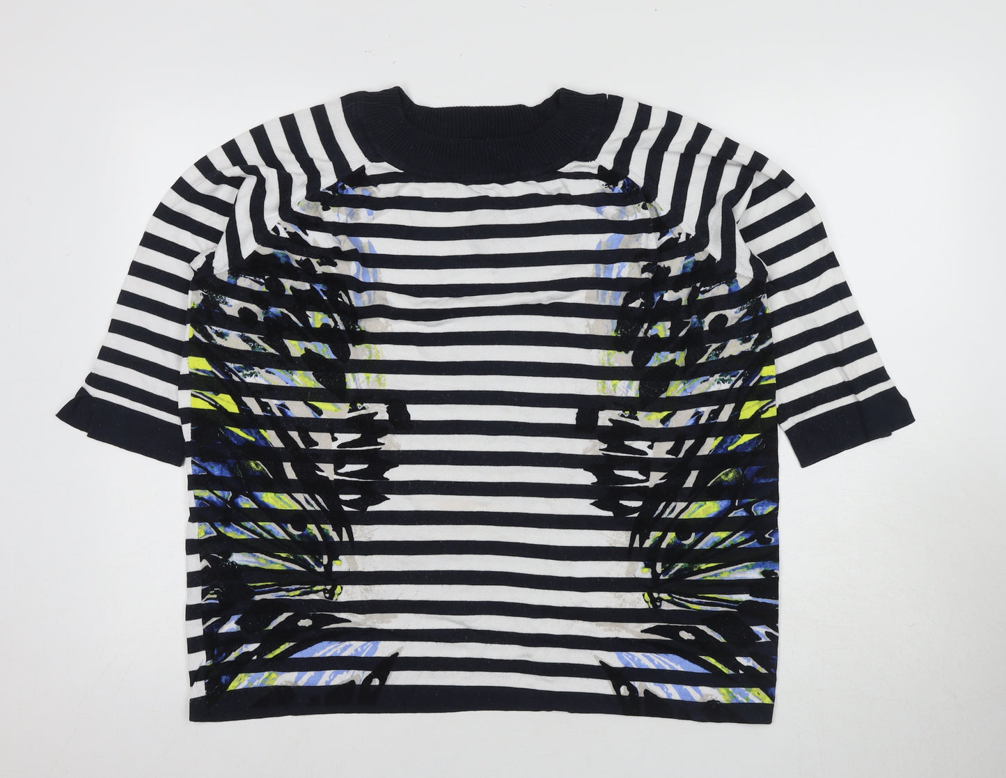 Beth Jordan Women's Black Striped Crew Top Size 18