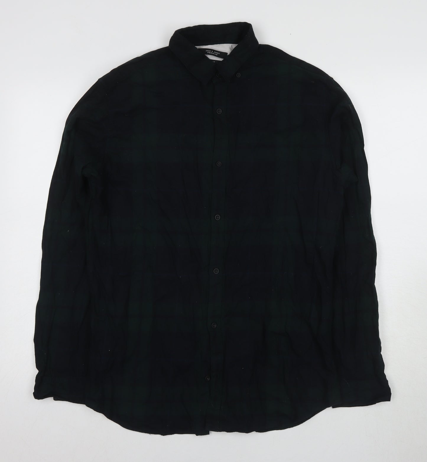 Jack & Jones Men's Black Slim Fit Plaid Shirt