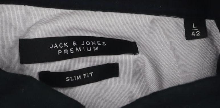 Jack & Jones Men's Black Slim Fit Plaid Shirt