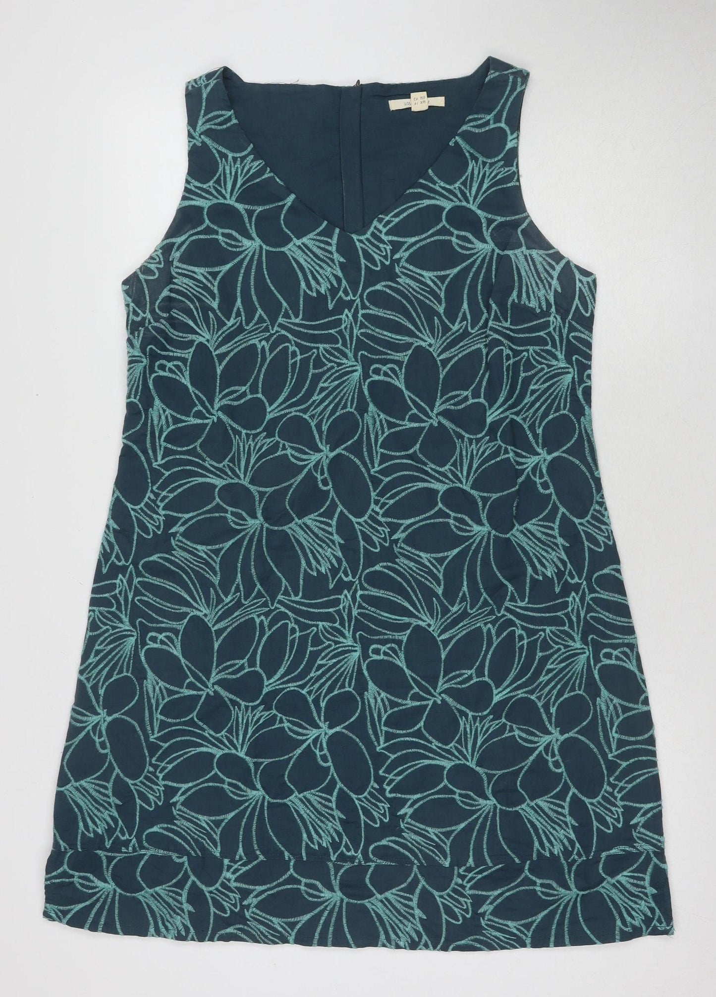 White Stuff Women's Green Floral Shift Dress Size 14