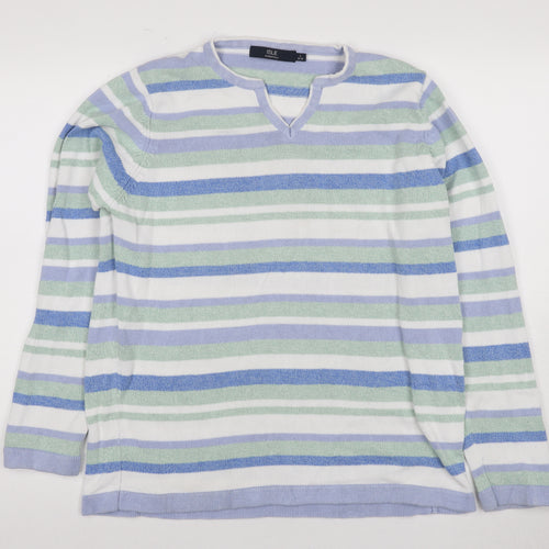 Isle Women's Multicolour Large Striped V-Neck Pullover