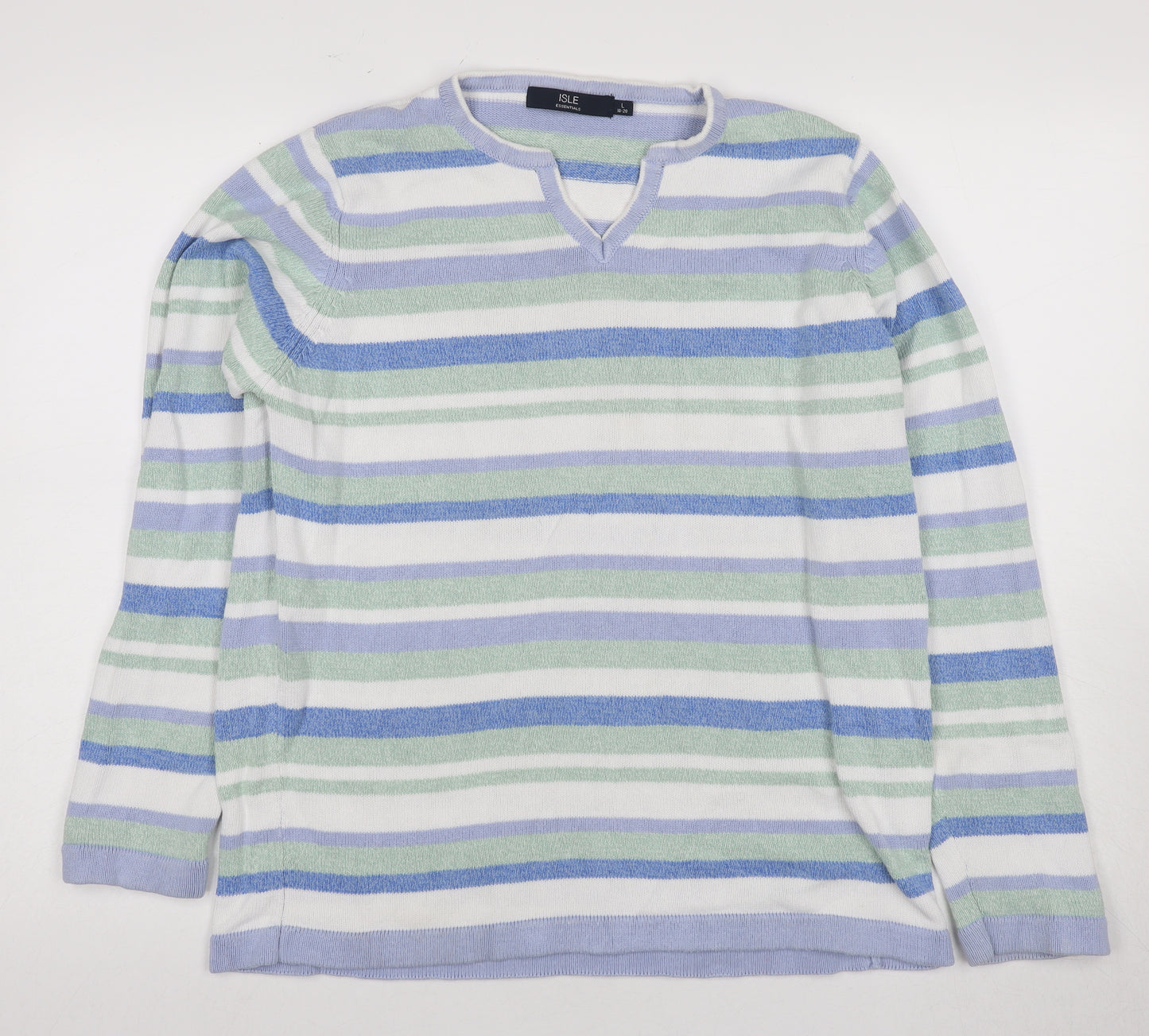 Isle Women's Multicolour Large Striped V-Neck Pullover