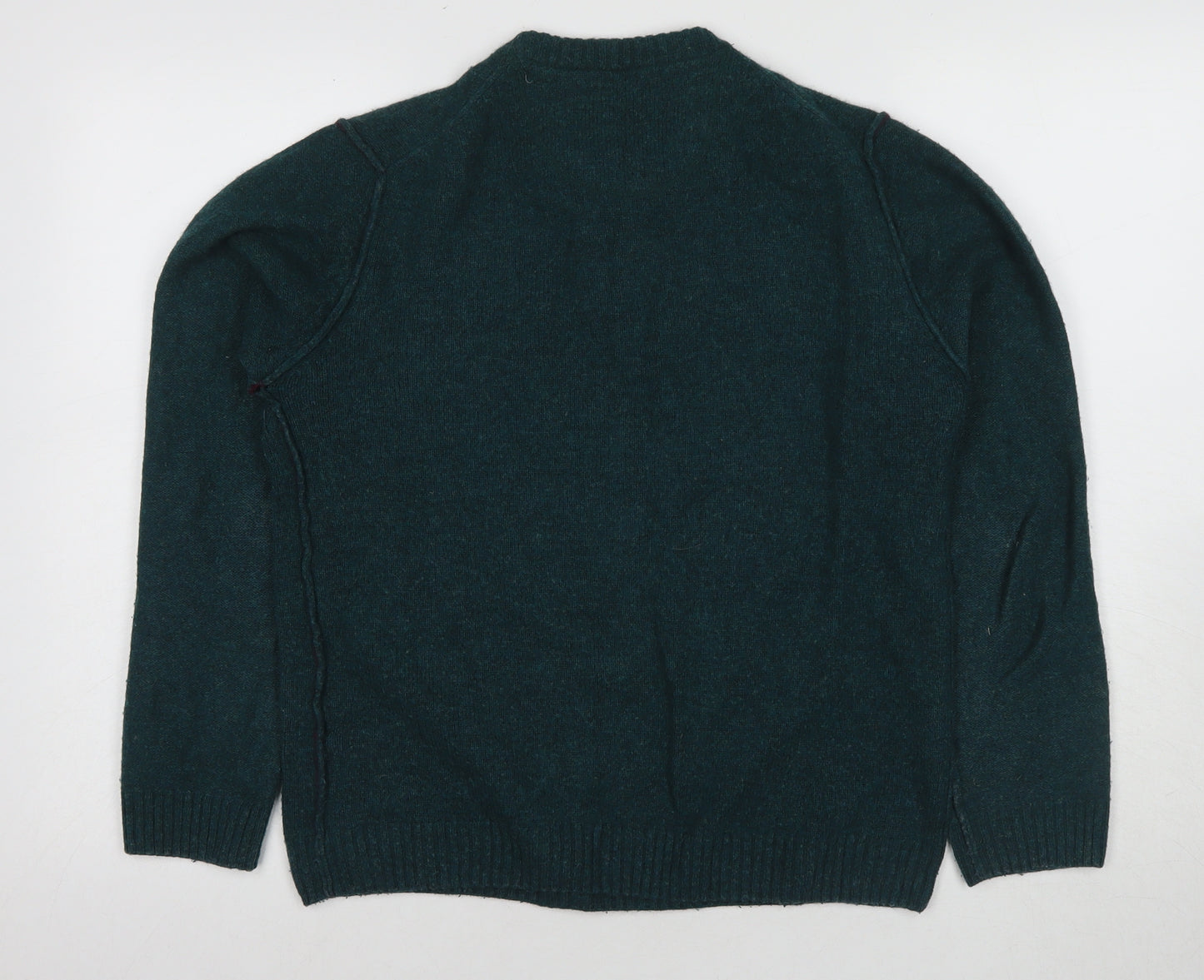 Laundered Classics Men's Green Wool Henley Jumper, Size S