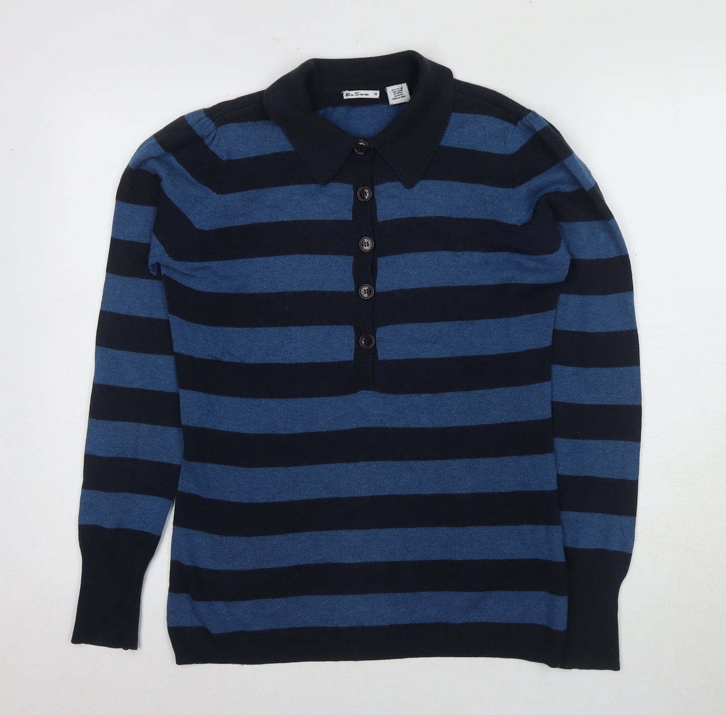 Ben Sherman Men's Blue Striped Pullover Jumper M
