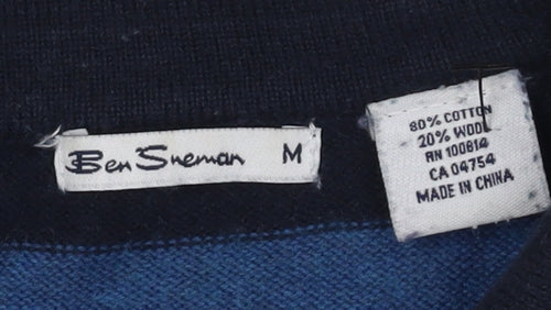 Ben Sherman Men's Blue Striped Pullover Jumper M