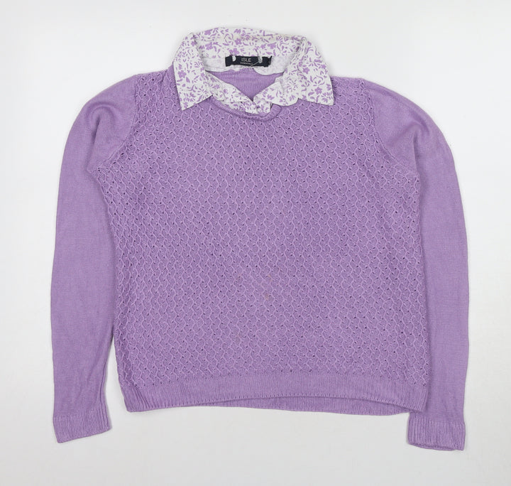 Isle Women's Purple Collared Pullover Jumper S