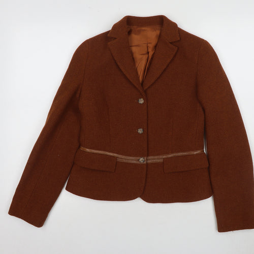 Henry Cotton's Women's Brown Wool Blazer Jacket Size 12