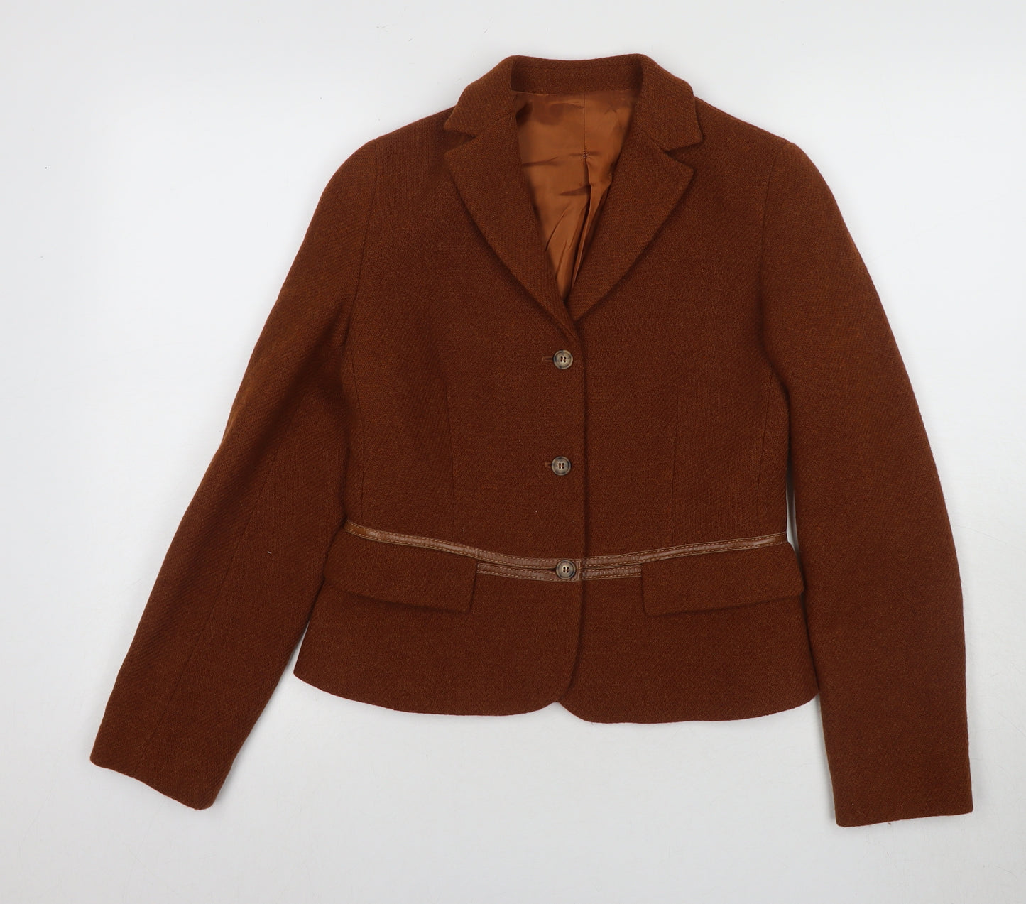 Henry Cotton's Women's Brown Wool Blazer Jacket Size 12
