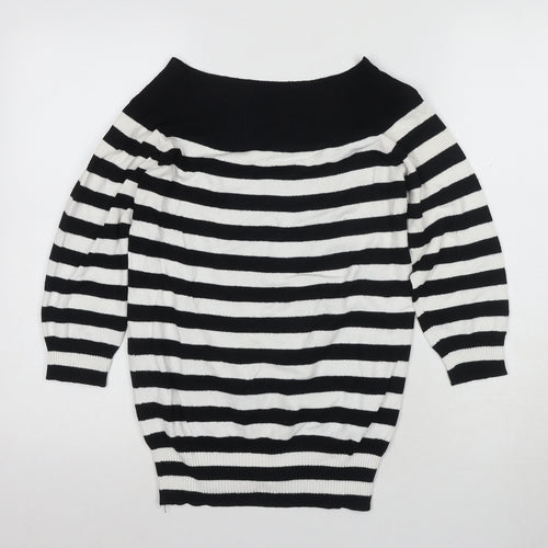 Oasis Women's Boat Neck Black Striped Pullover Size 14