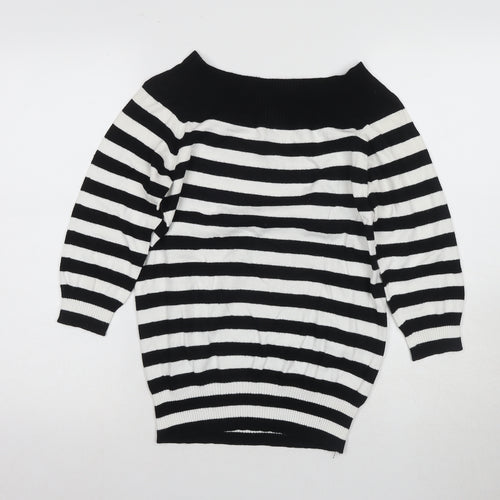 Oasis Women's Boat Neck Black Striped Pullover Size 14
