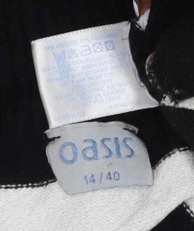 Oasis Women's Boat Neck Black Striped Pullover Size 14