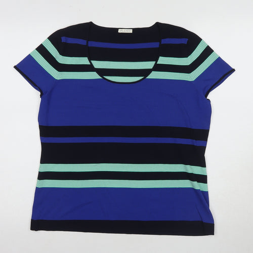 Planet Women's Blue Striped T-Shirt L