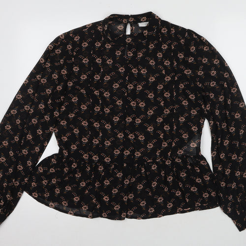 Vila Women’s Black Floral Tunic Blouse Size 10