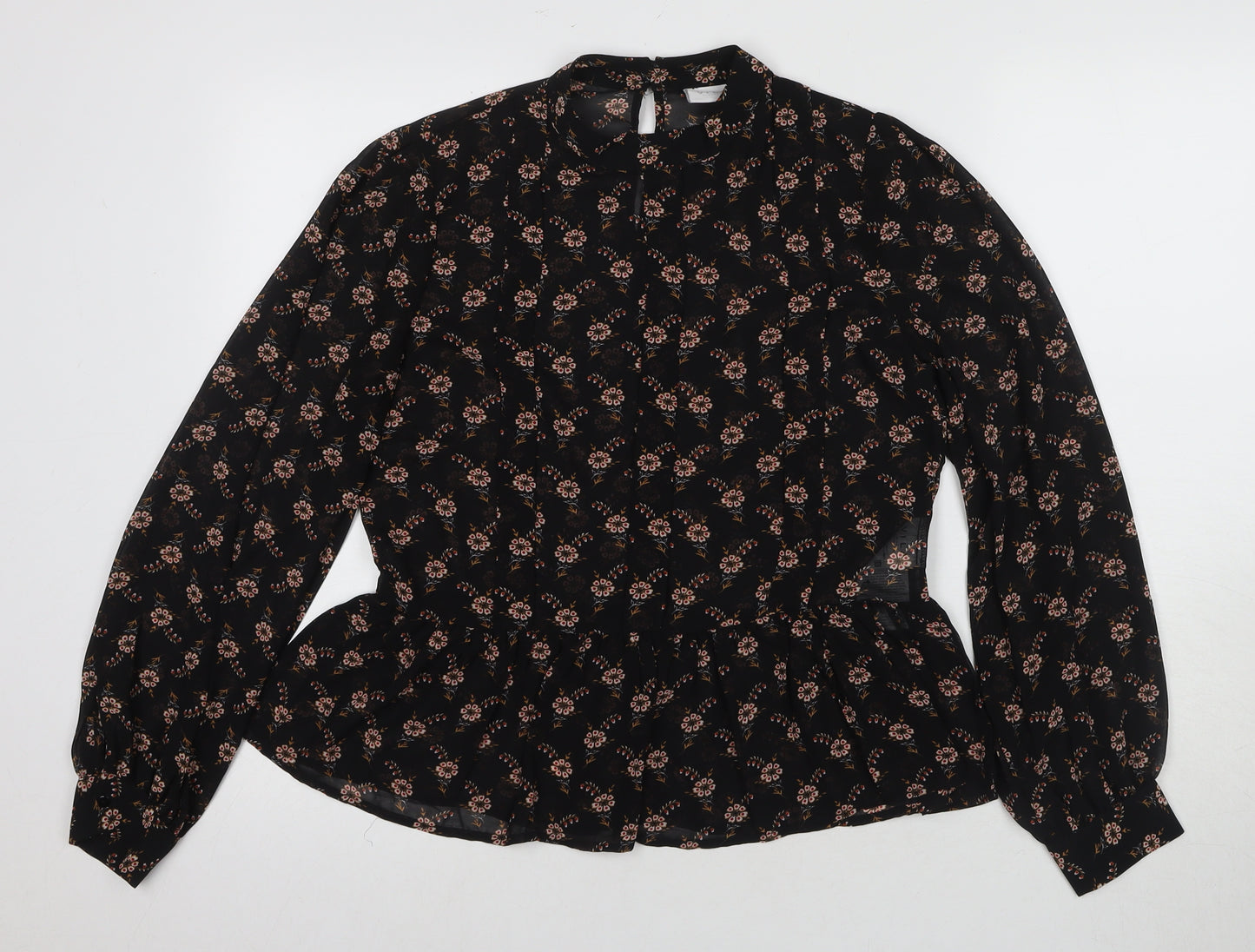 Vila Women’s Black Floral Tunic Blouse Size 10