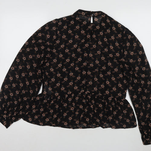 Vila Women’s Black Floral Tunic Blouse Size 10