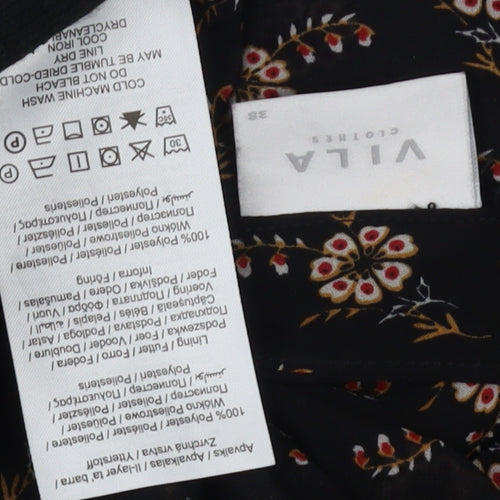 Vila Women’s Black Floral Tunic Blouse Size 10